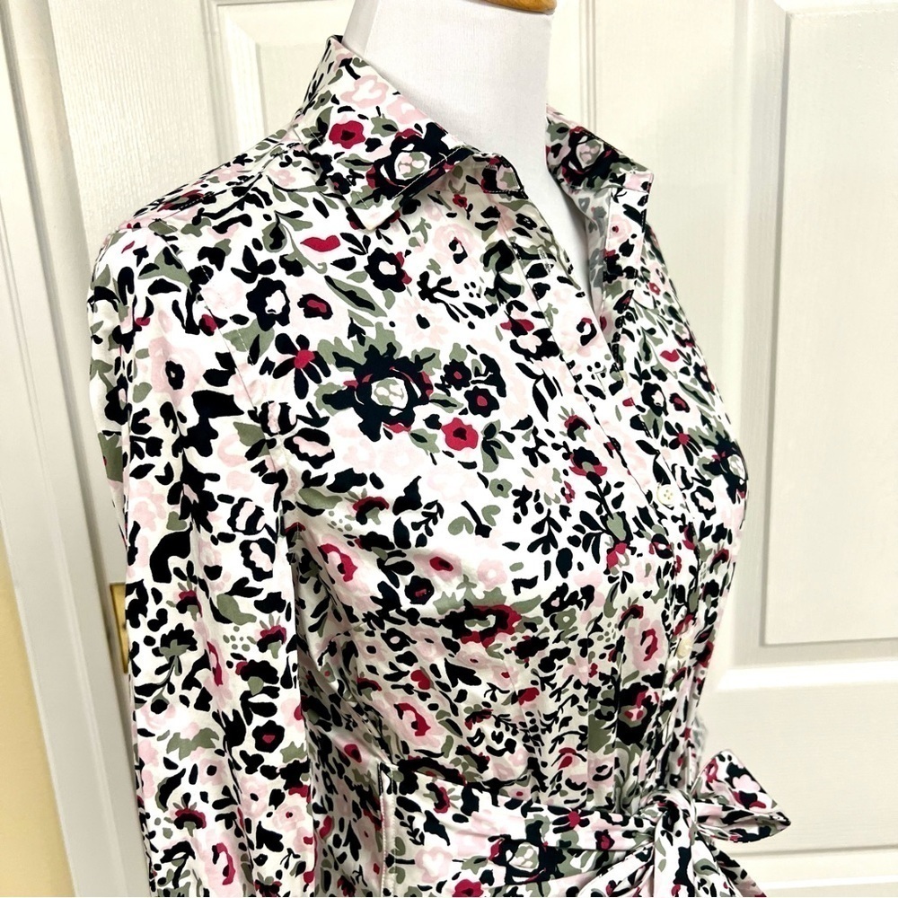 UNTUCKit Lisa Stretch Cotton floral Shirt Dress Size 4 Tie Waist Cocktail pocket - Picture 6 of 15